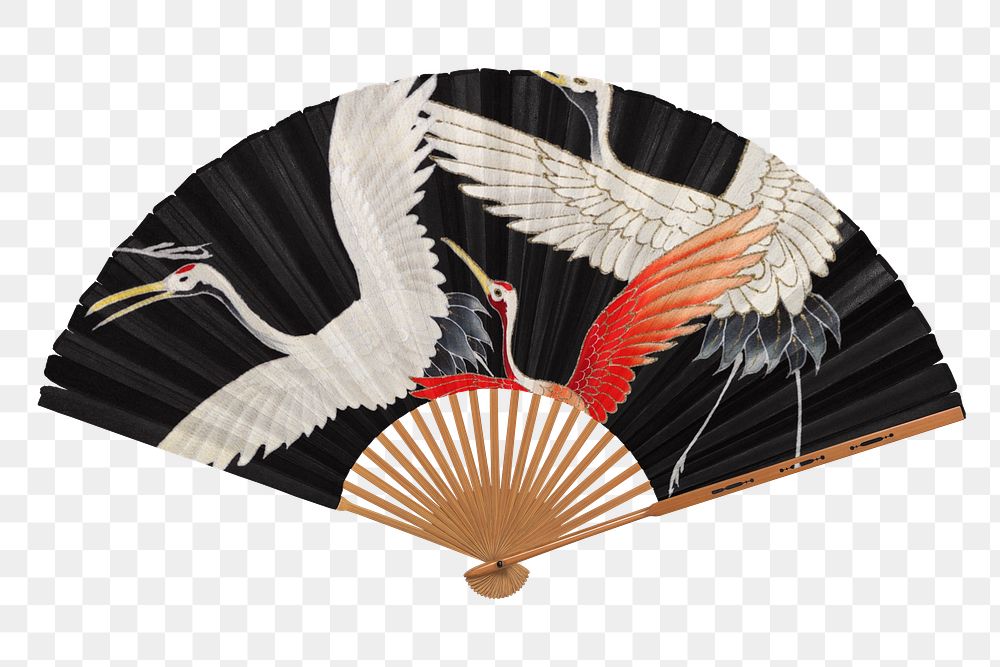 Hand fan png aesthetic pattern, transparent background. Remixed by rawpixel.