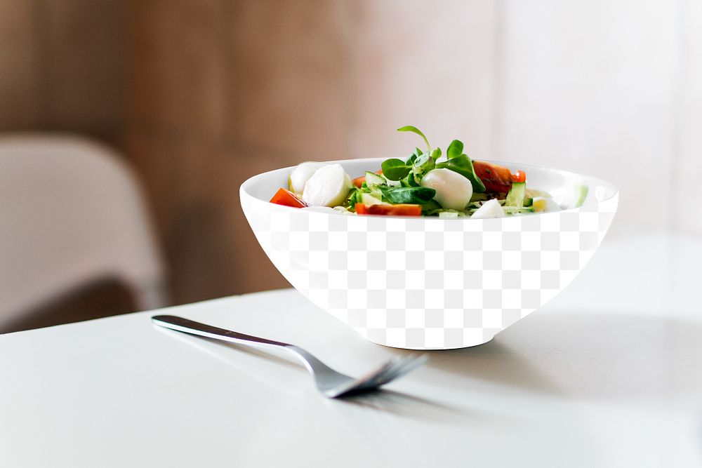 Salad bowl mockup png, transparent design