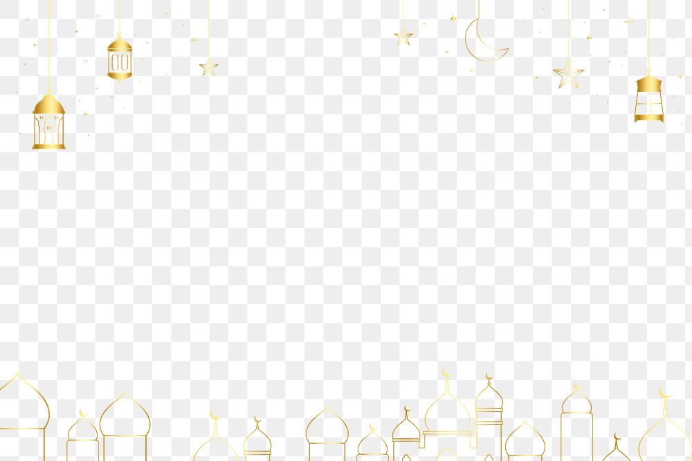 Gold Ramadan png border frame, transparent background