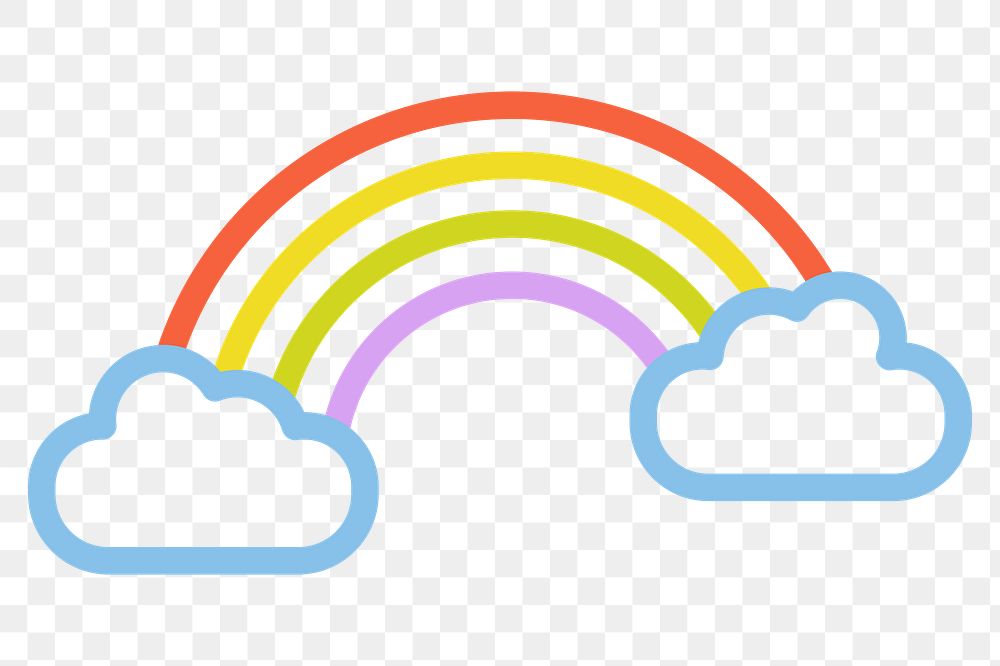 Rainbow weather png icon, line art design, transparent background