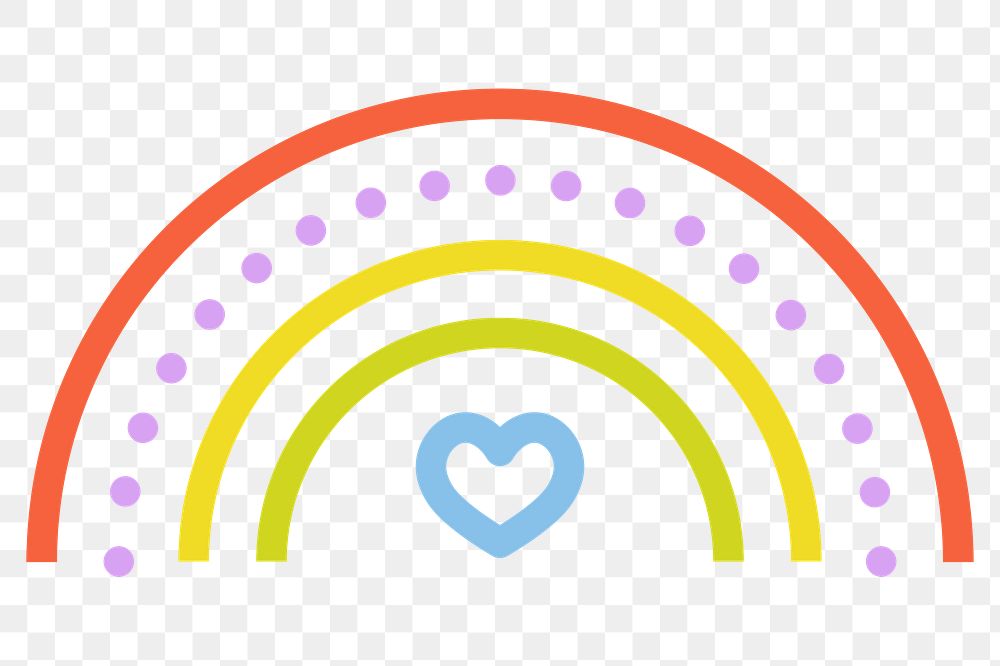Rainbow weather png icon, line art design, transparent background