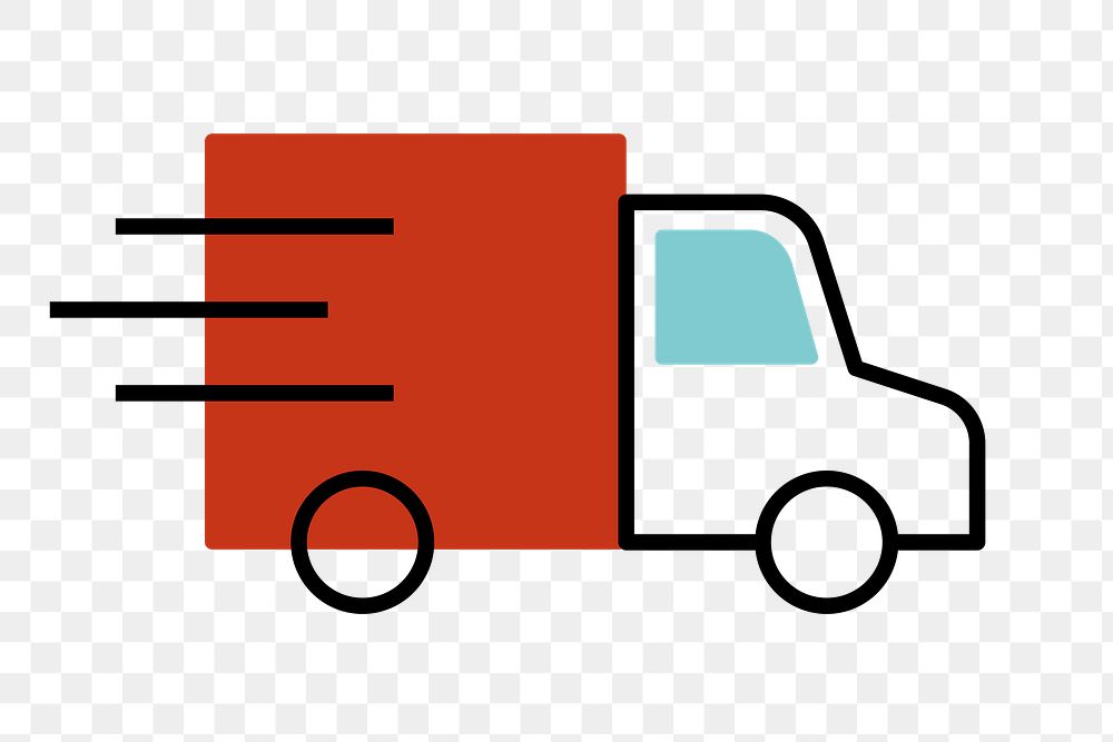 Truck delivery png icon, line art design, transparent background