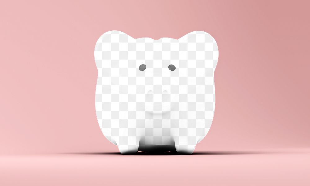 Piggy bank png mockup, transparent design
