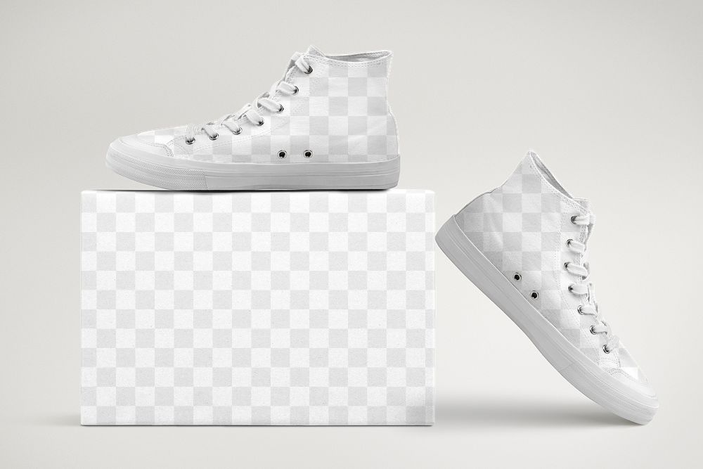 High-top sneakers png mockup, transparent design