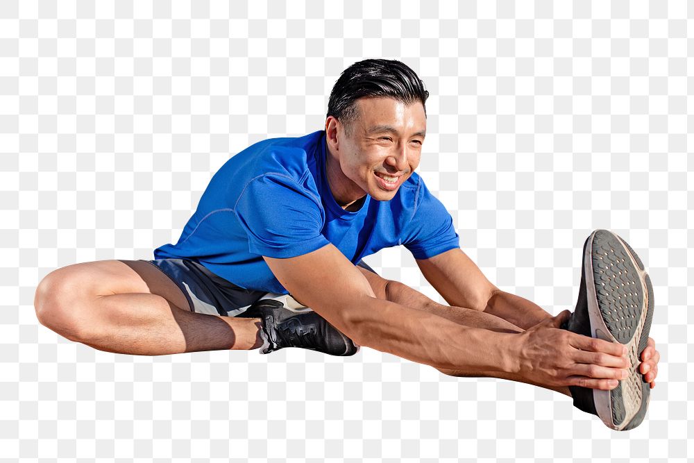 Man stretching png sport exercise, transparent background