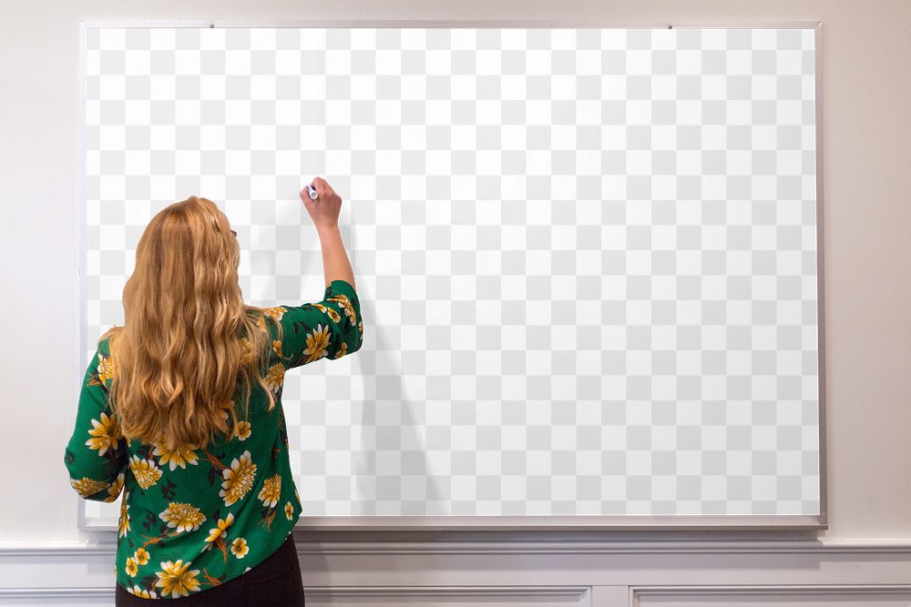 Classroom white board png mockup, transparent design