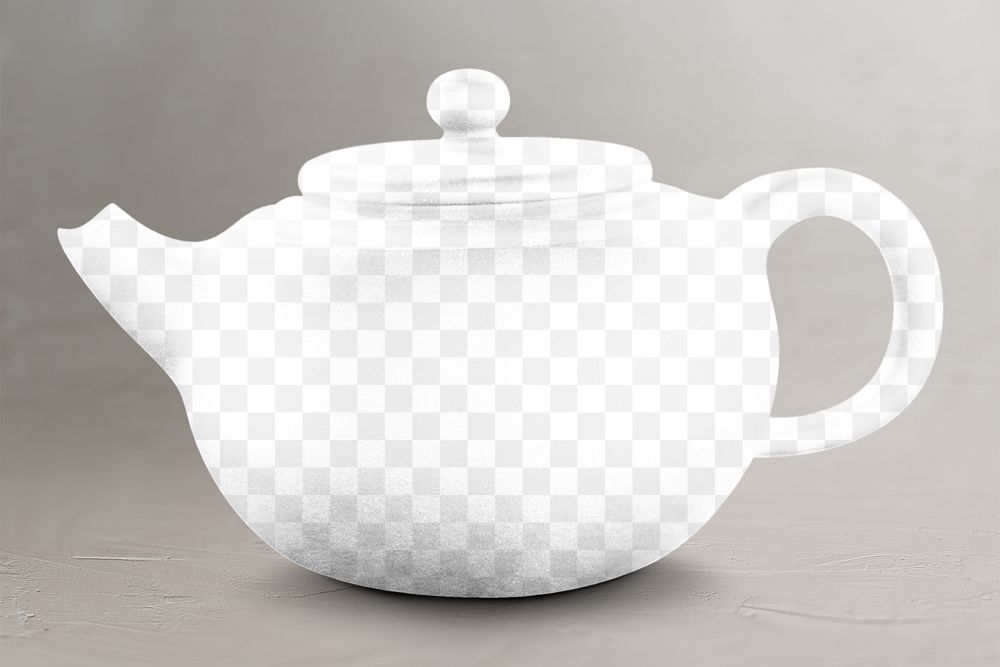 Ceramic kettle png mockup, transparent design