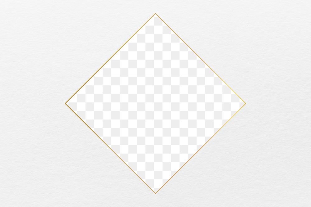 Gold square png frame, aesthetic transparent design