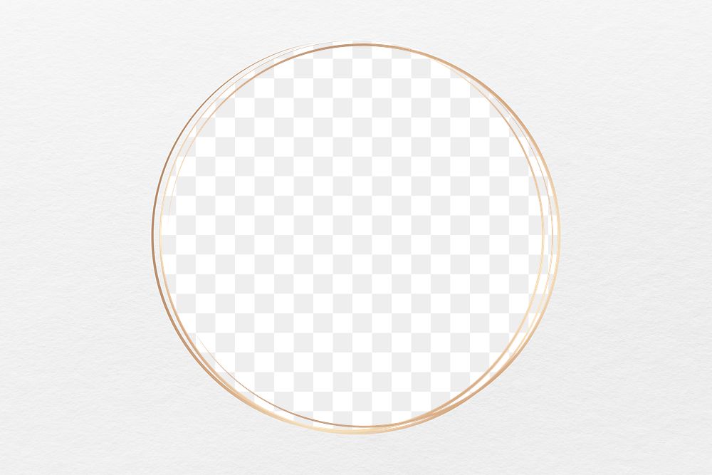 Gold circle png frame, aesthetic transparent design