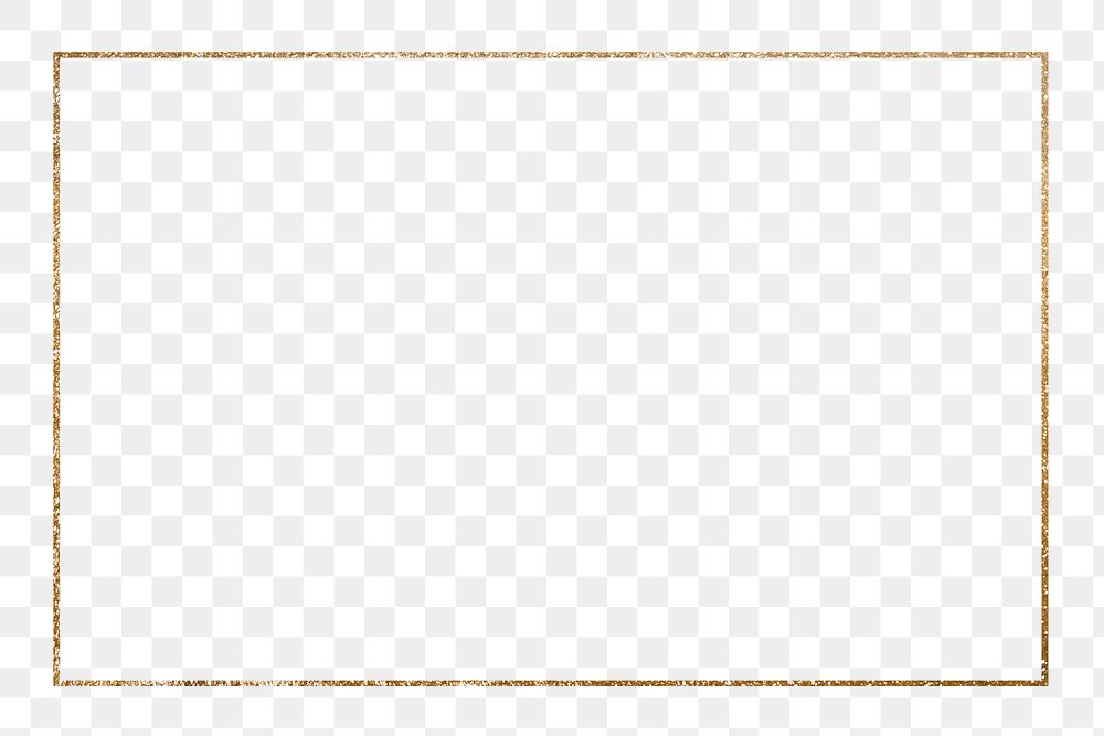 Rectangle frame png glittery gold, transparent background