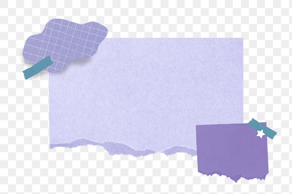 PNG purple craft scrap paper element, notepaper collage transparent background