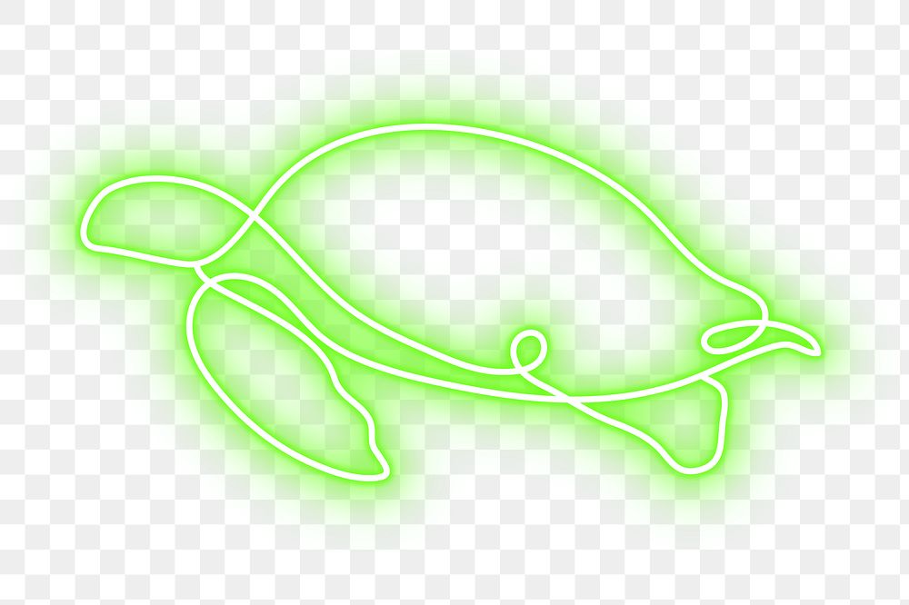 PNG neon green turtle illustration, transparent background