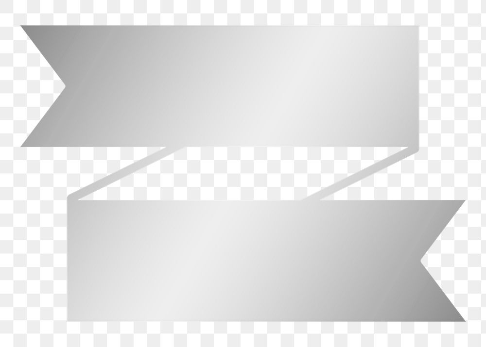 PNG metallic silver ribbon banner, simple design  badge transparent background