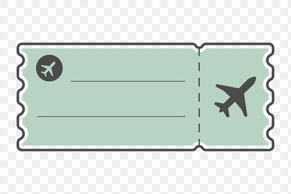 PNG green plane ticket element, transparent background