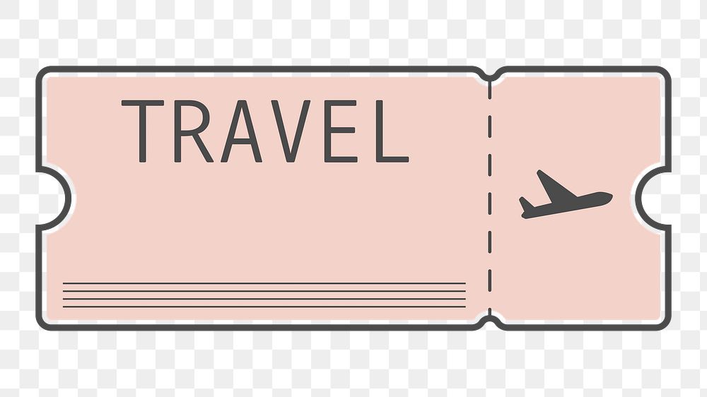 PNG pink plane ticket element, transparent background
