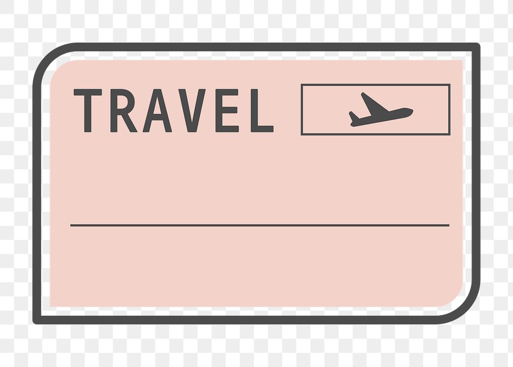 PNG pink air travel badge, transparent background