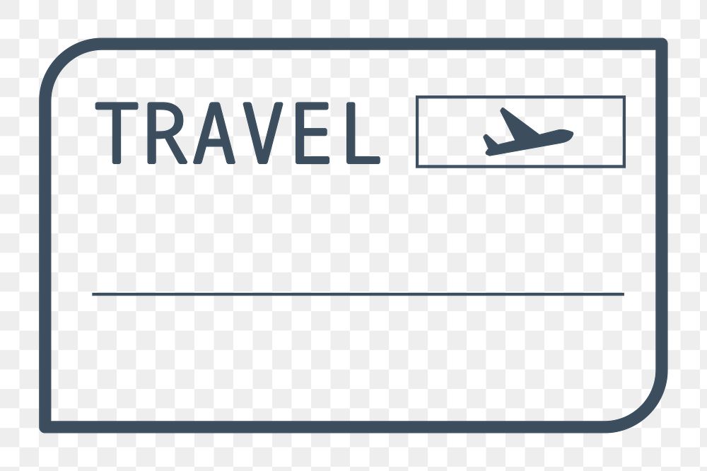 PNG outline air travel ticket, transparent background