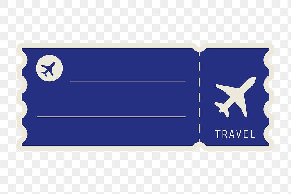 PNG blue flight ticket element, transparent background