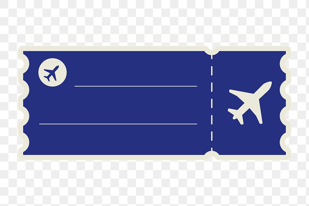 PNG blue plane ticket element, transparent background