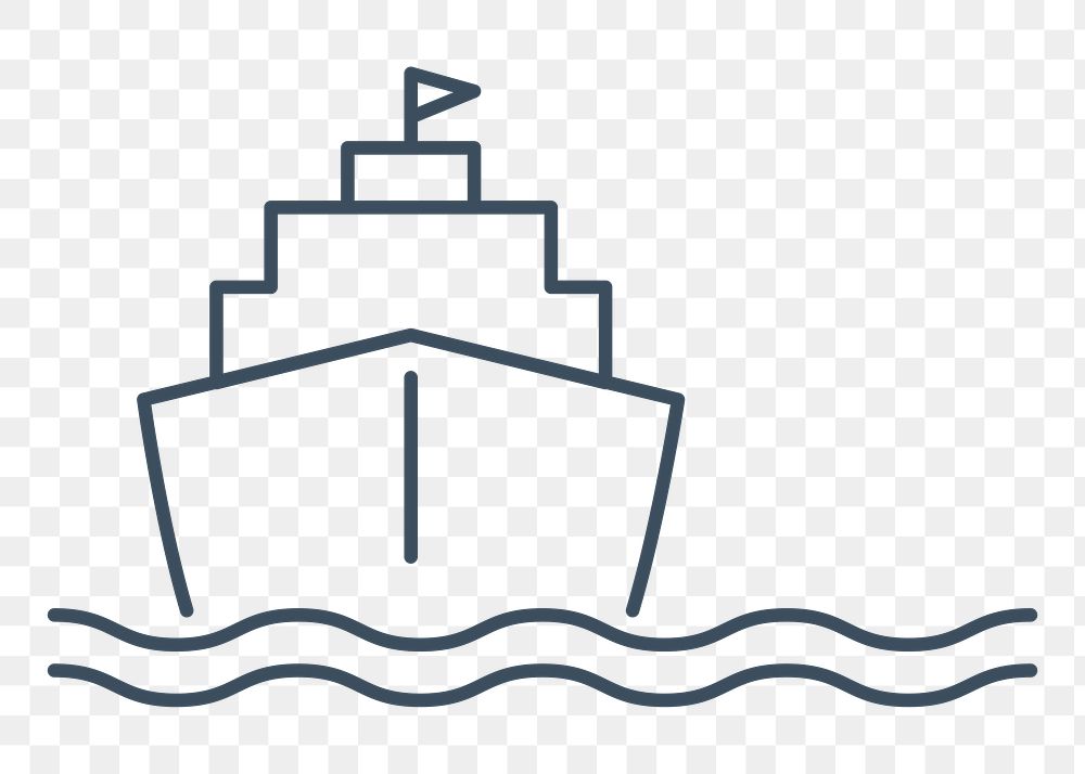 PNG ship transportation line icon, transparent background