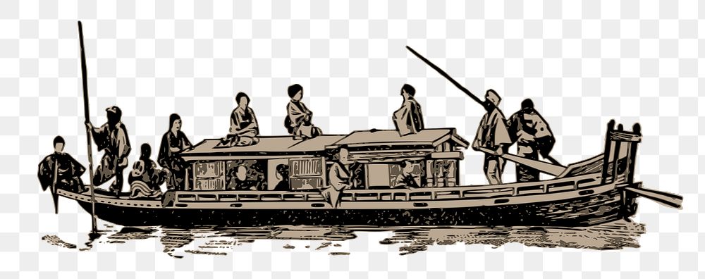 PNG Rowboat vintage  illustration, transparent background. Free public domain CC0 image.