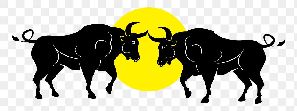PNG Bull fighting silhouette sticker,  transparent background. Free public domain CC0 image.