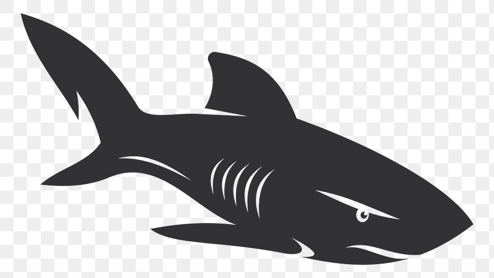 PNG Shark silhouette sticker,  transparent background. Free public domain CC0 image.