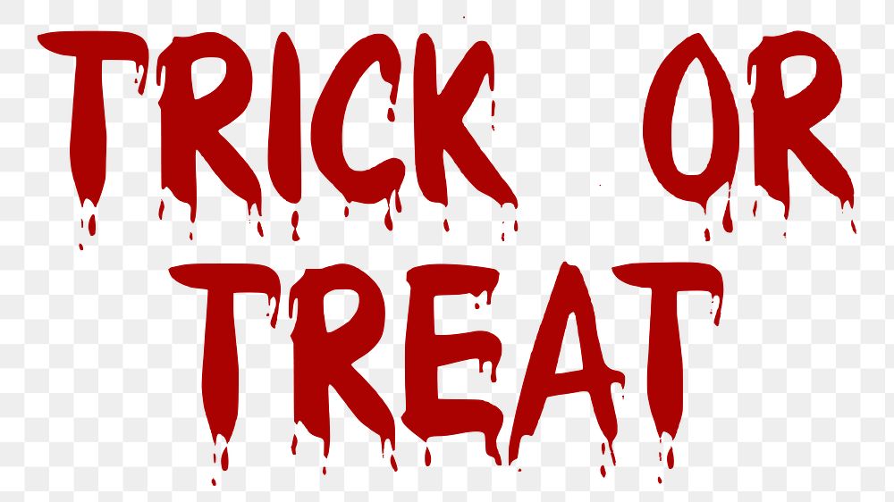 PNG Trick or treat Halloween word sticker, transparent background. 