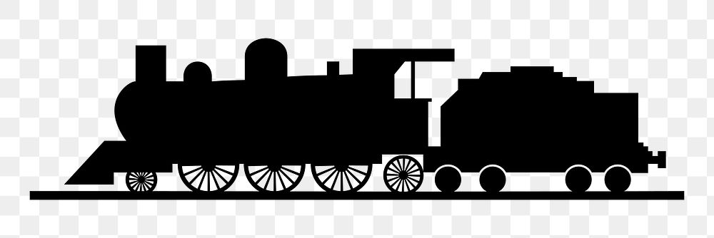 PNG Steam train silhouette sticker, transparent background. Free public domain CC0 image.