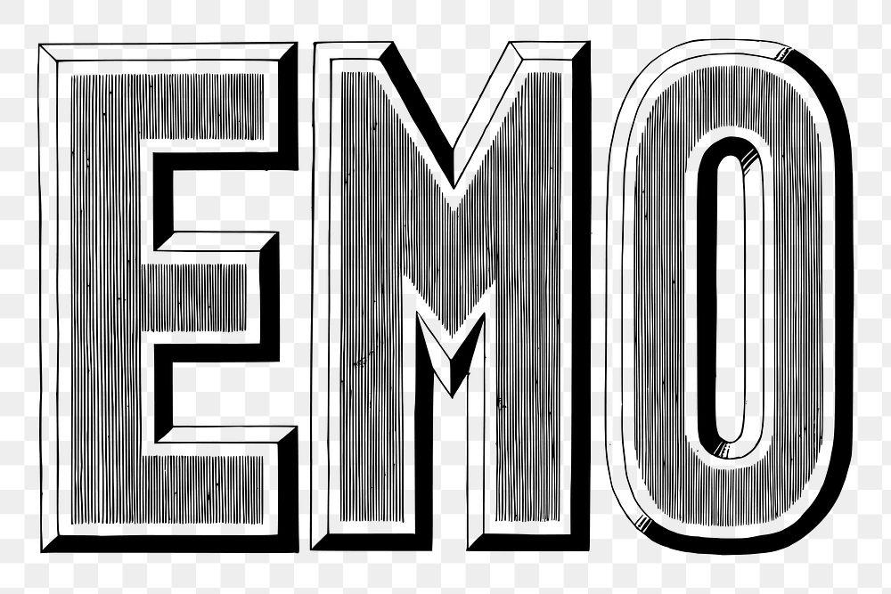 PNG EMO word sticker,  transparent background. Free public domain CC0 image.