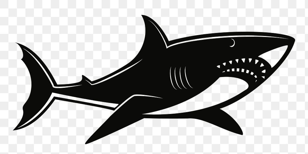 PNG Shark silhouette sticker, transparent background. Free public domain CC0 image.