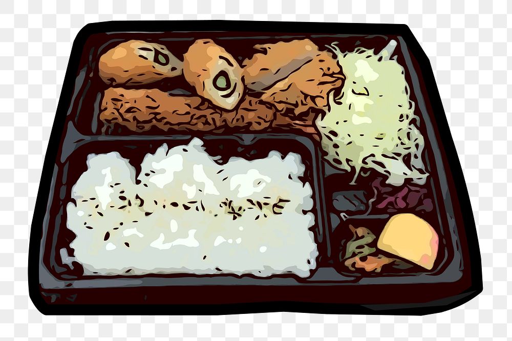 PNG Bento box Japanese food illustration, transparent background. Free public domain CC0 image.