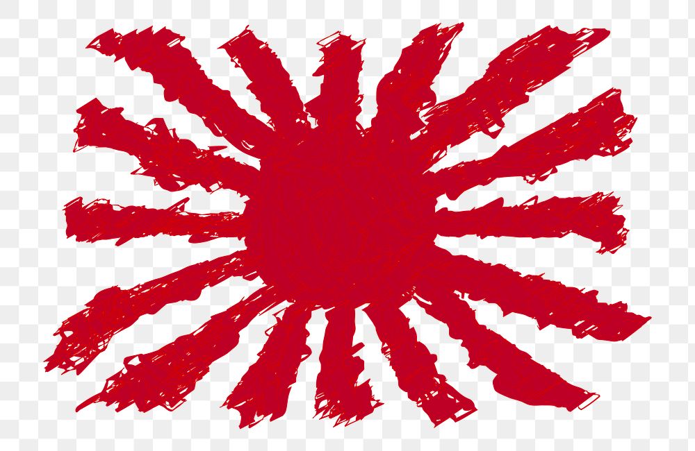 PNG Rising sun Japanese old flag sticker,  transparent background. Free public domain CC0 image.