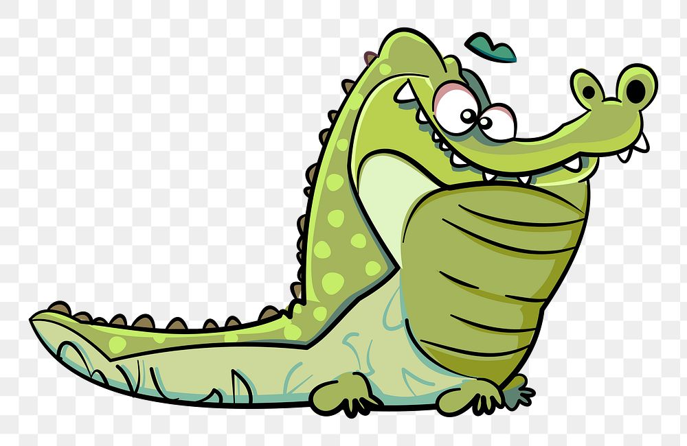 PNG Green alligator cartoon sticker, transparent background. Free public domain CC0 image.