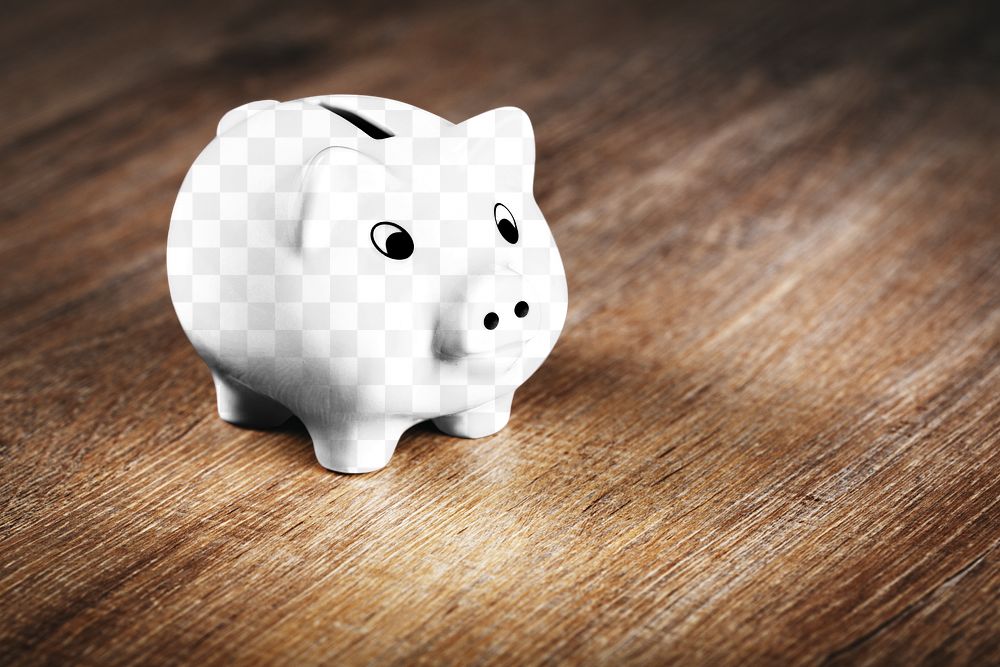 Piggy bank png mockup, transparent design