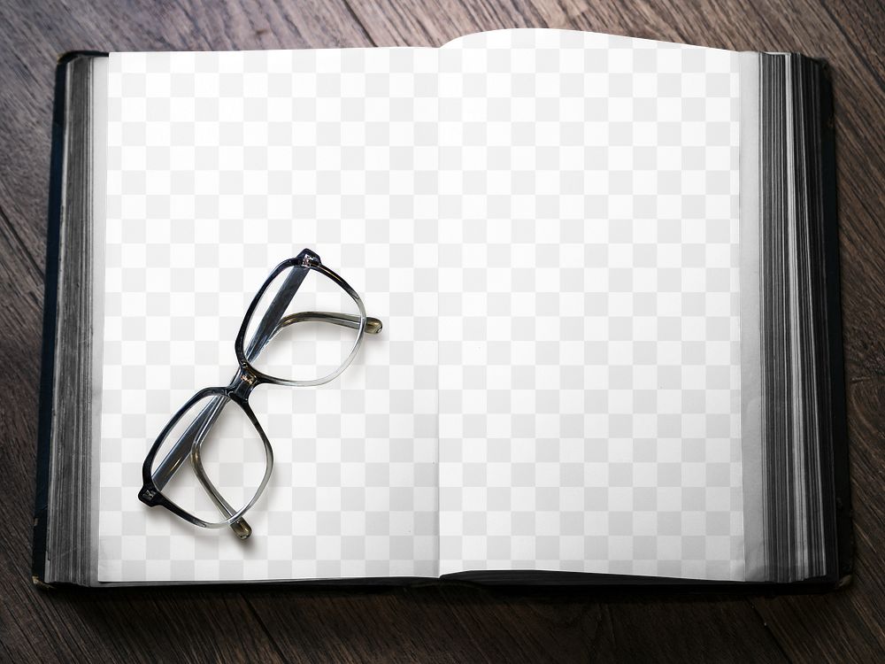 PNG open book mockup, transparent design