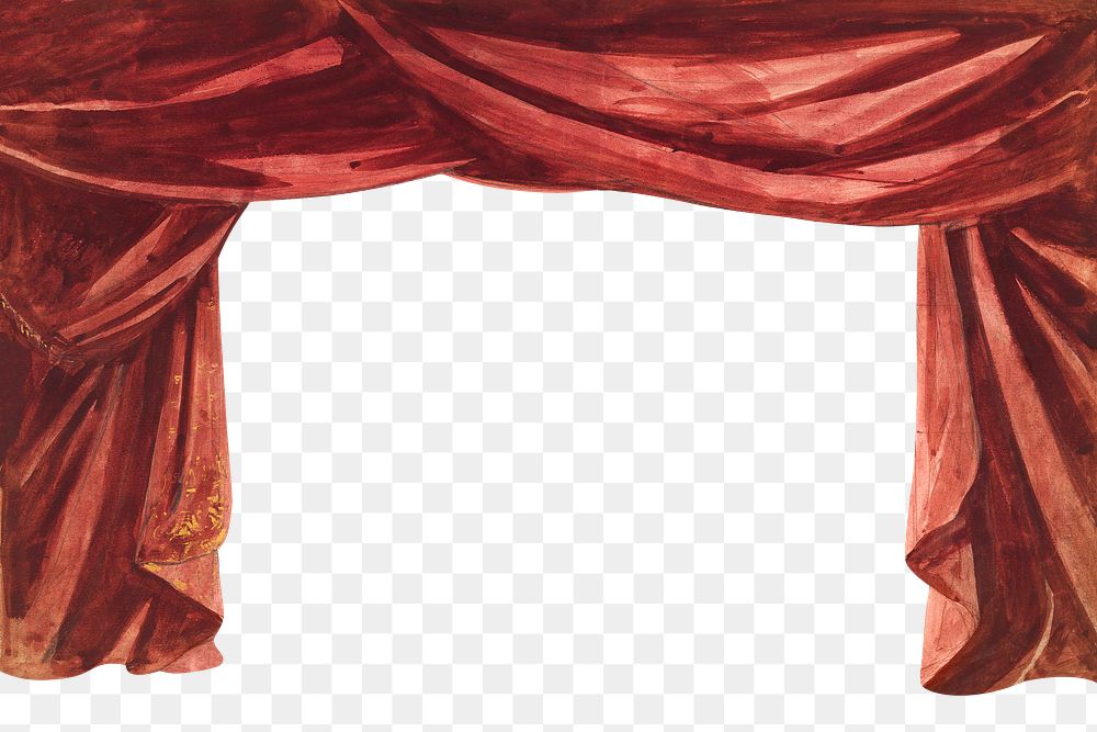 PNG red stage curtain, transparent background. Remixed by rawpixel. 
