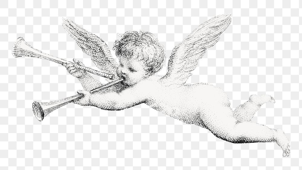 Cherub png vintage illustration, transparent background. Remixed by rawpixel. 