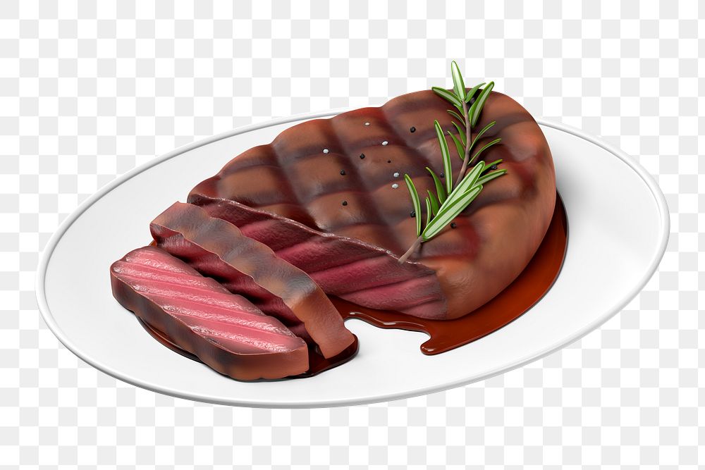 PNG 3D beef steak, element illustration, transparent background
