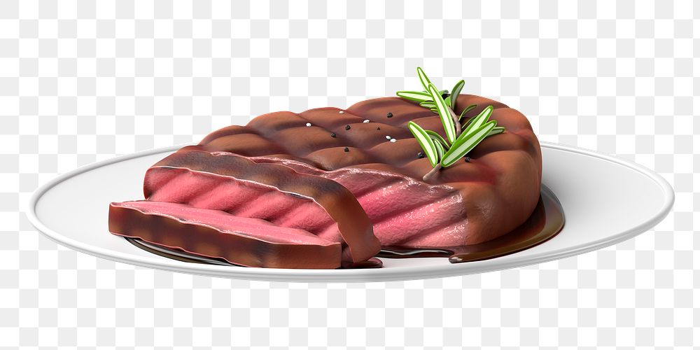 PNG 3D beef steak, element illustration, transparent background
