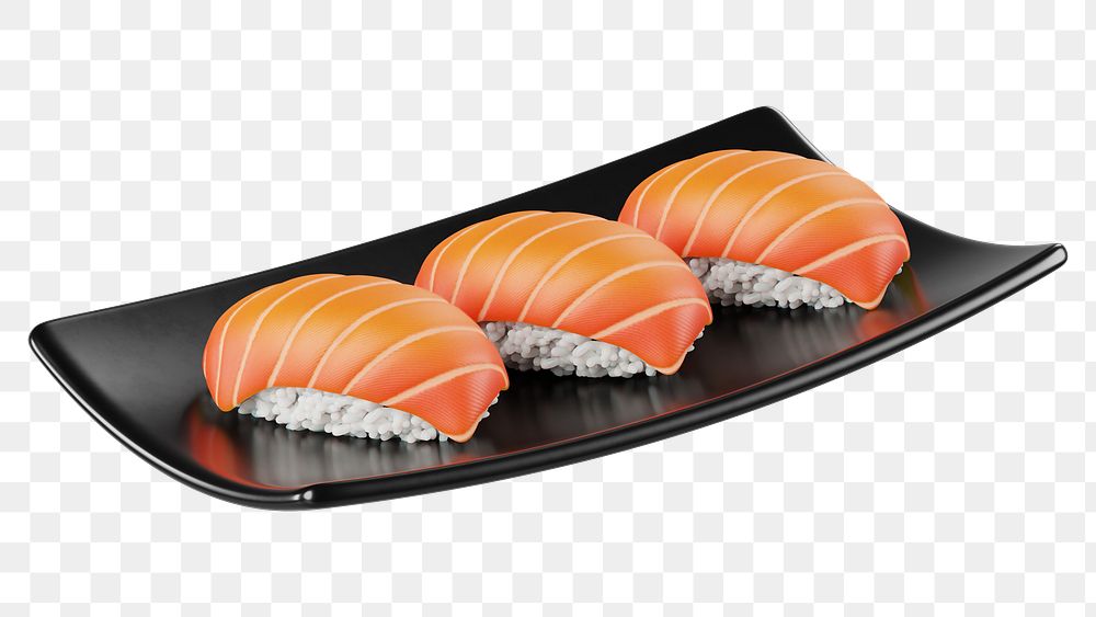 PNG 3D salmon sushi, element illustration, transparent background