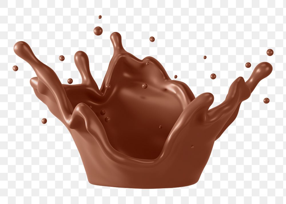 PNG 3D chocolate milk splash, element illustration, transparent background