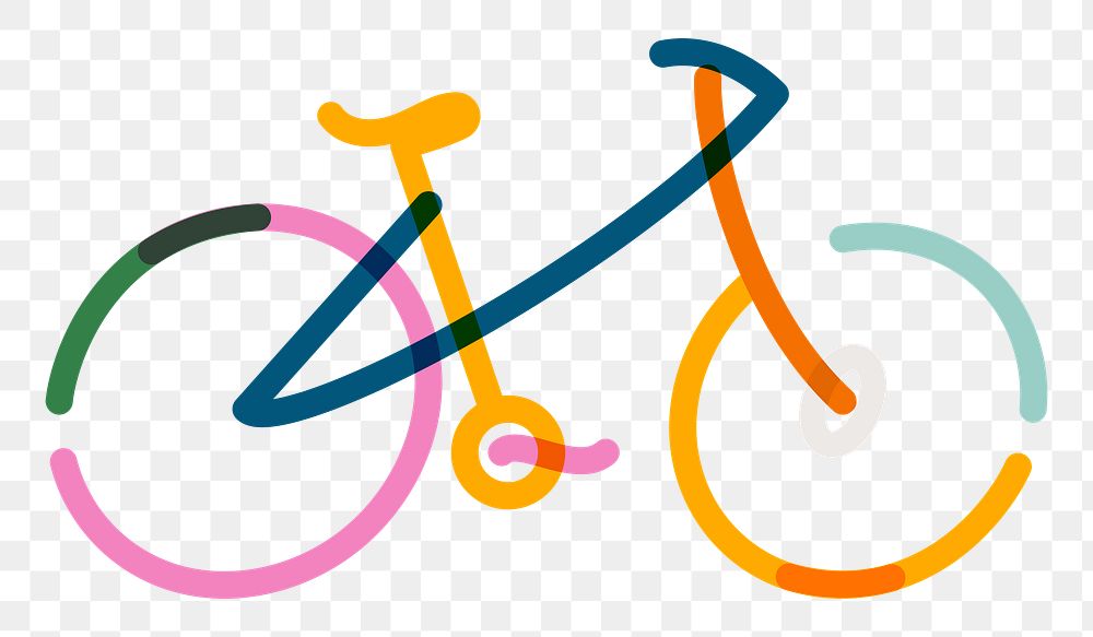 Png bicycle doodle line art, transparent background