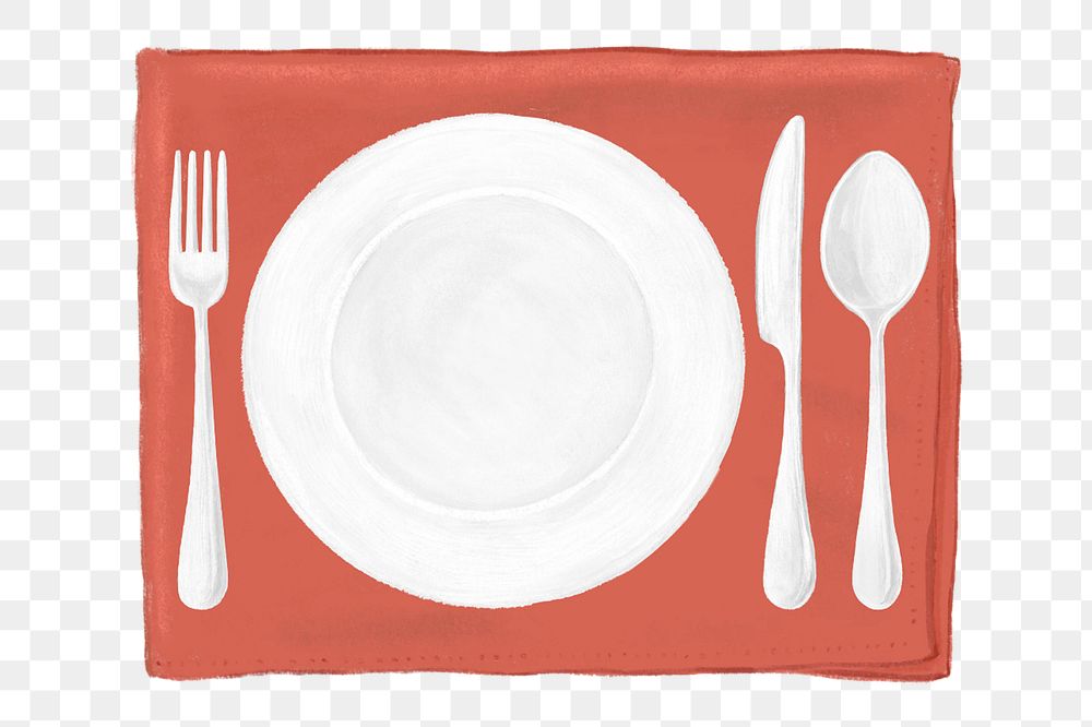 Table setting png, aesthetic illustration, transparent background