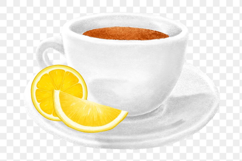 Lemon tea png, aesthetic illustration, transparent background