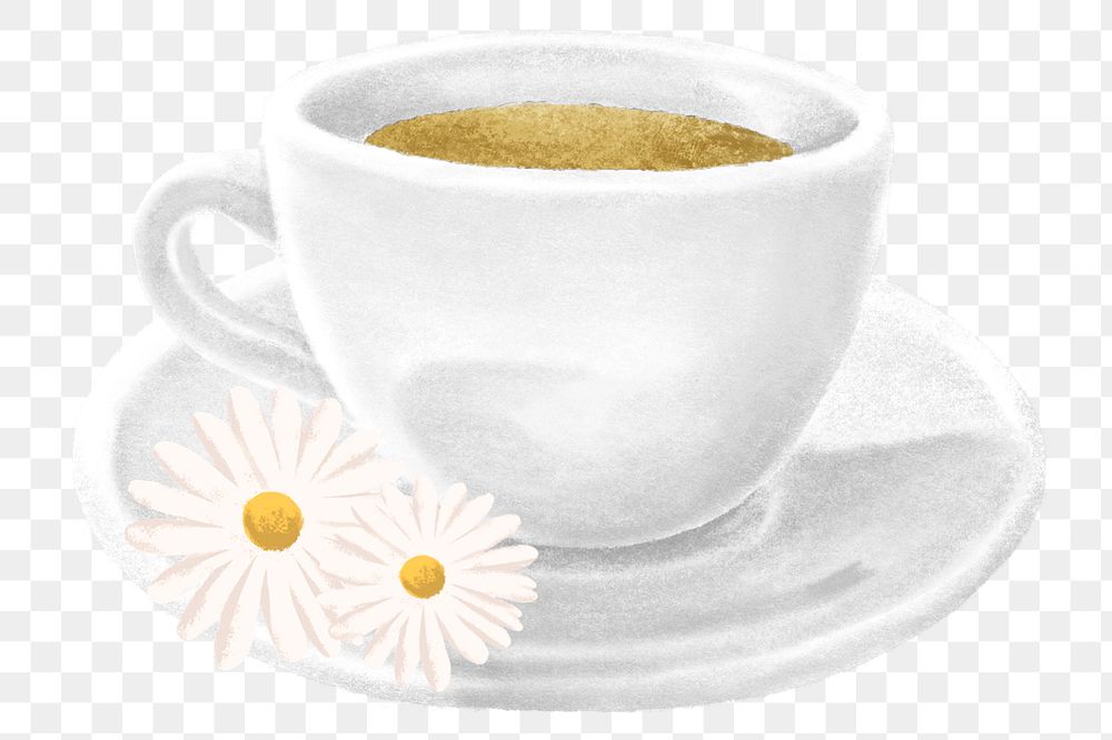 Chamomile tea png, aesthetic illustration, transparent background