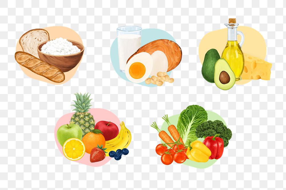 Food nutrition png health set, transparent background