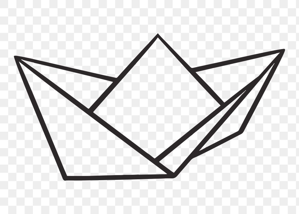 Paper boat png, retro illustration, transparent background