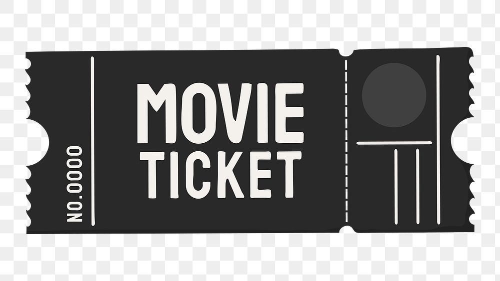 Black png movie ticket, transparent background