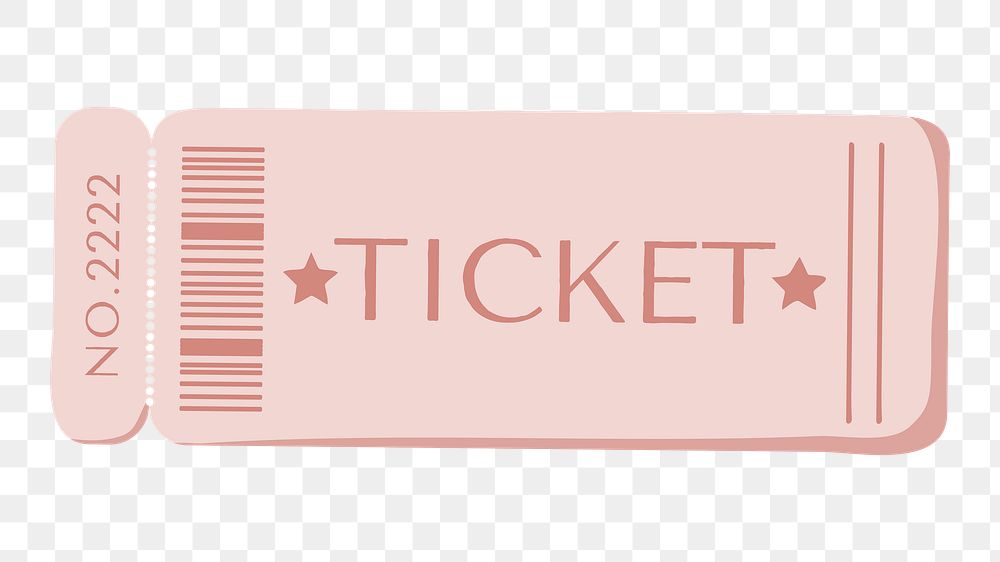 Pink ticket png movie night illustration, transparent background